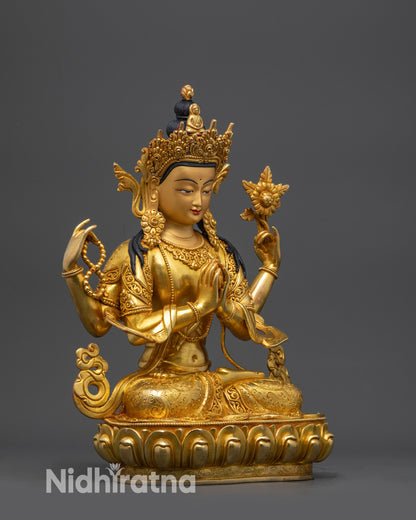 Divine Chenrezig Statue | Lost Wax Crafted Himalayan Buddha of Mercy