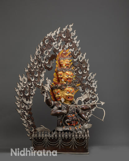 Silver Plated Rahula Statue | Handmade Tibetan Protector Deity