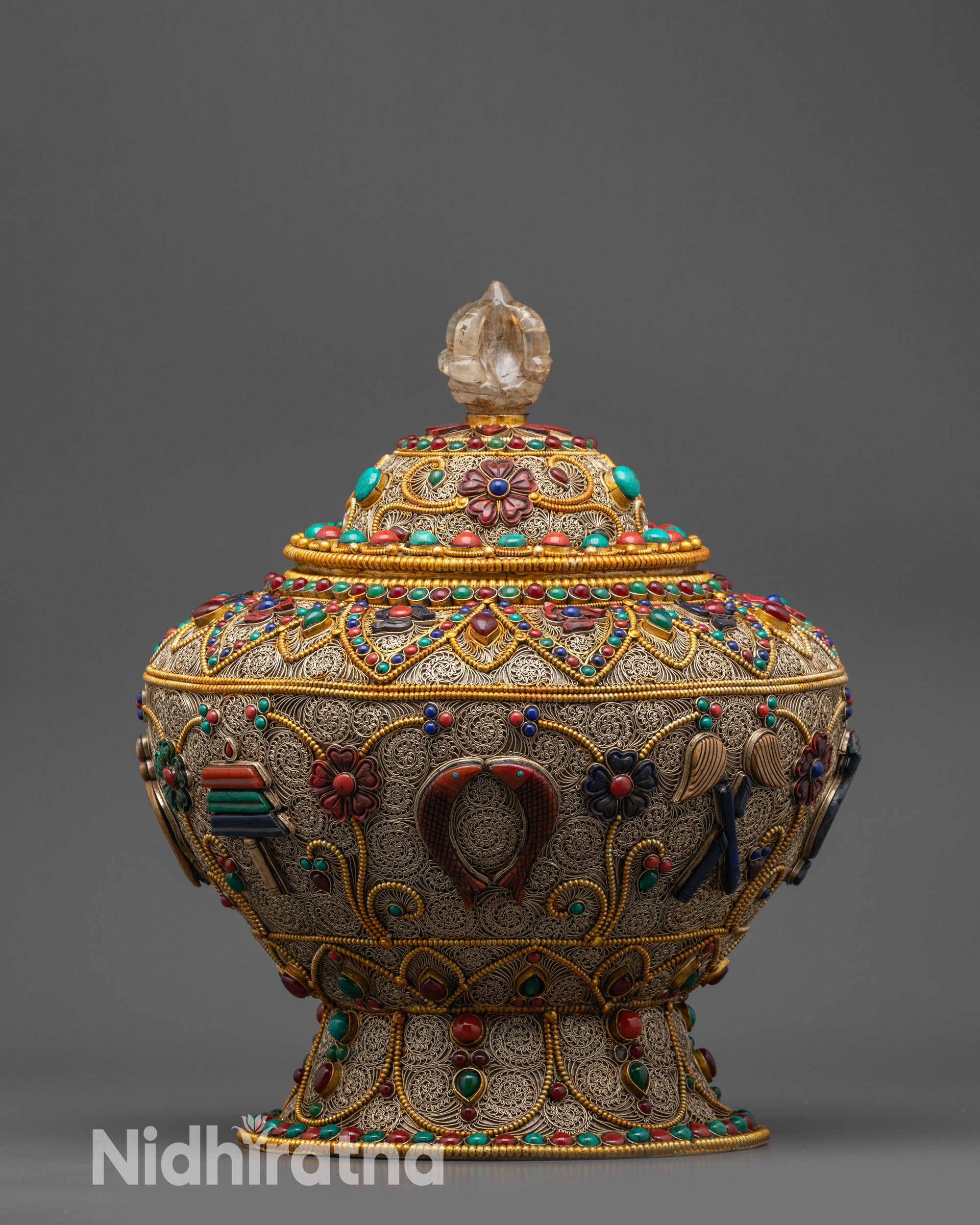 Symbolic Auspicious Rice Pot | Traditional Nepalese Buddhist Pot