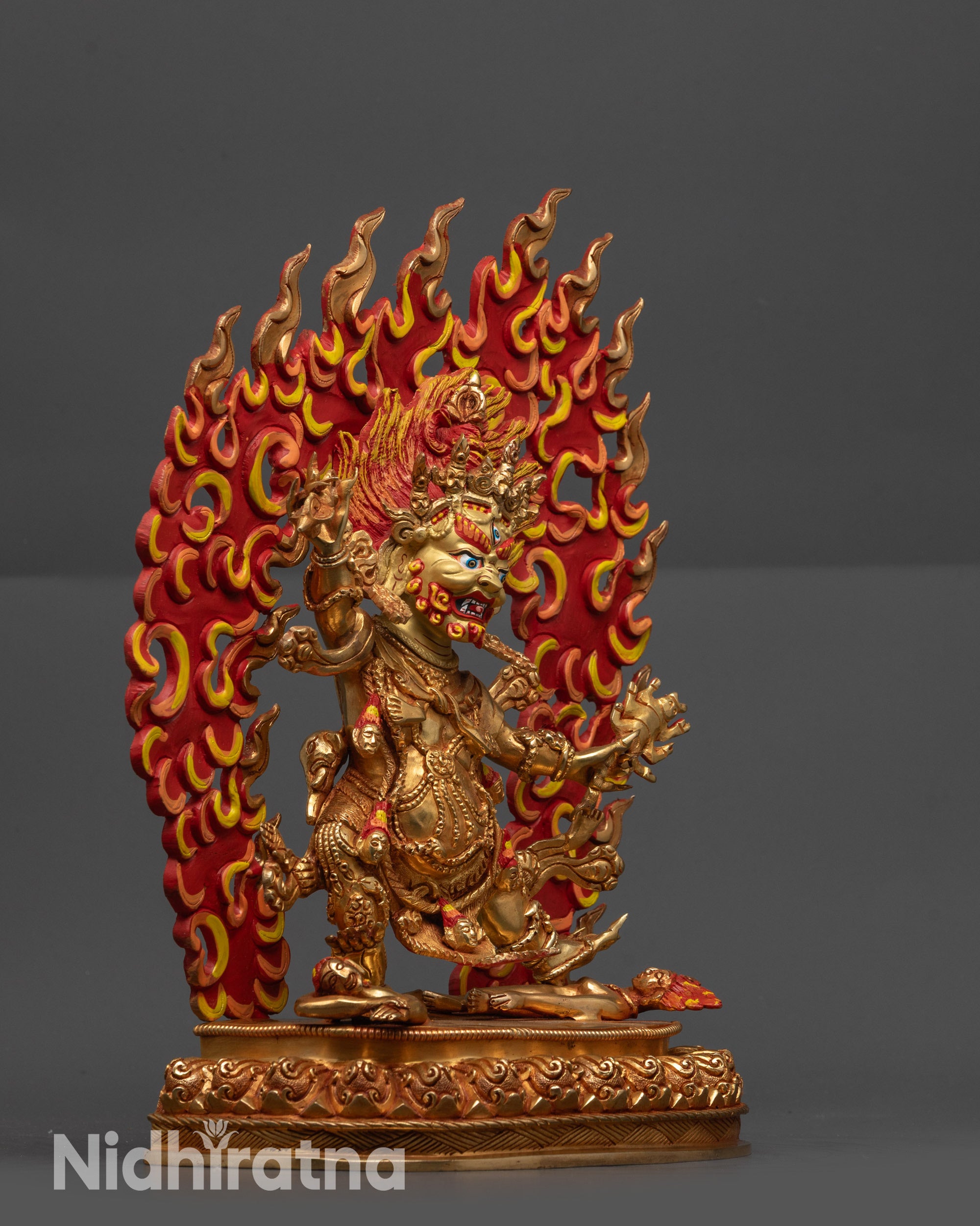 Hand-Carved Guru Dragpo Sculpture | Fierce Form of Guru Rinpoche