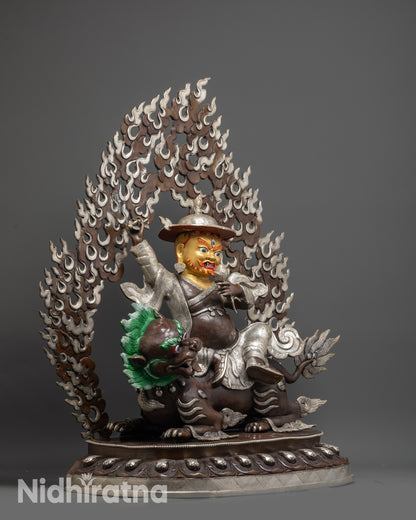 Dorje Legpa Statue 29.7” | Silver Plated Copper