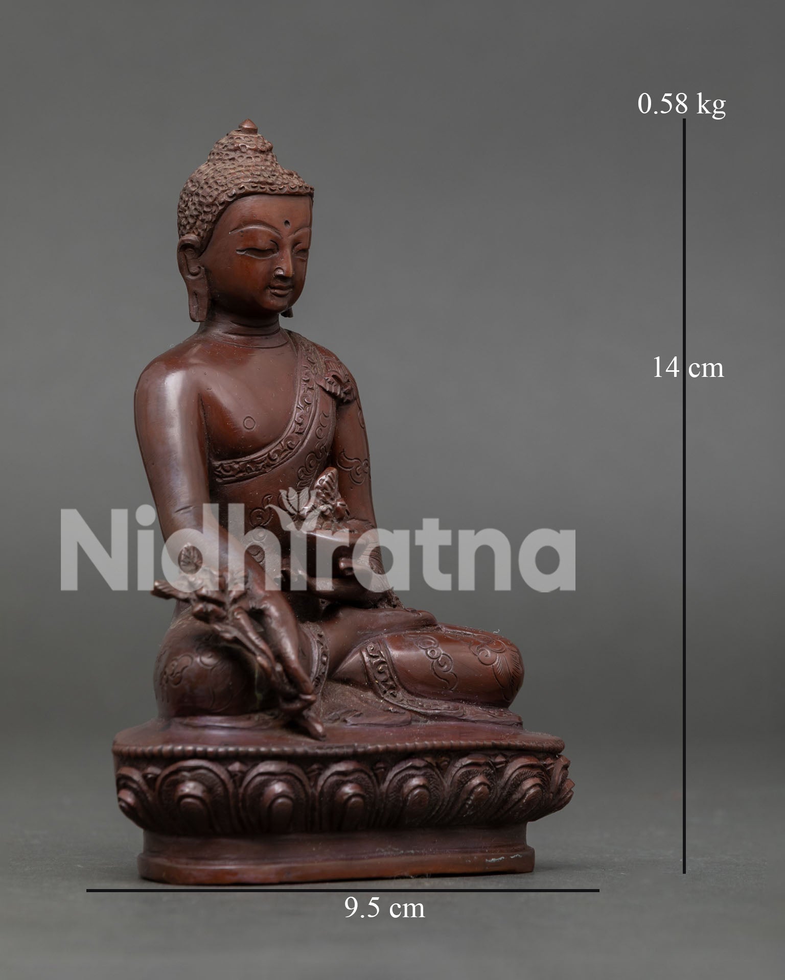 Medicine Buddha Figure | Oxidized Copper Buddhist Statue