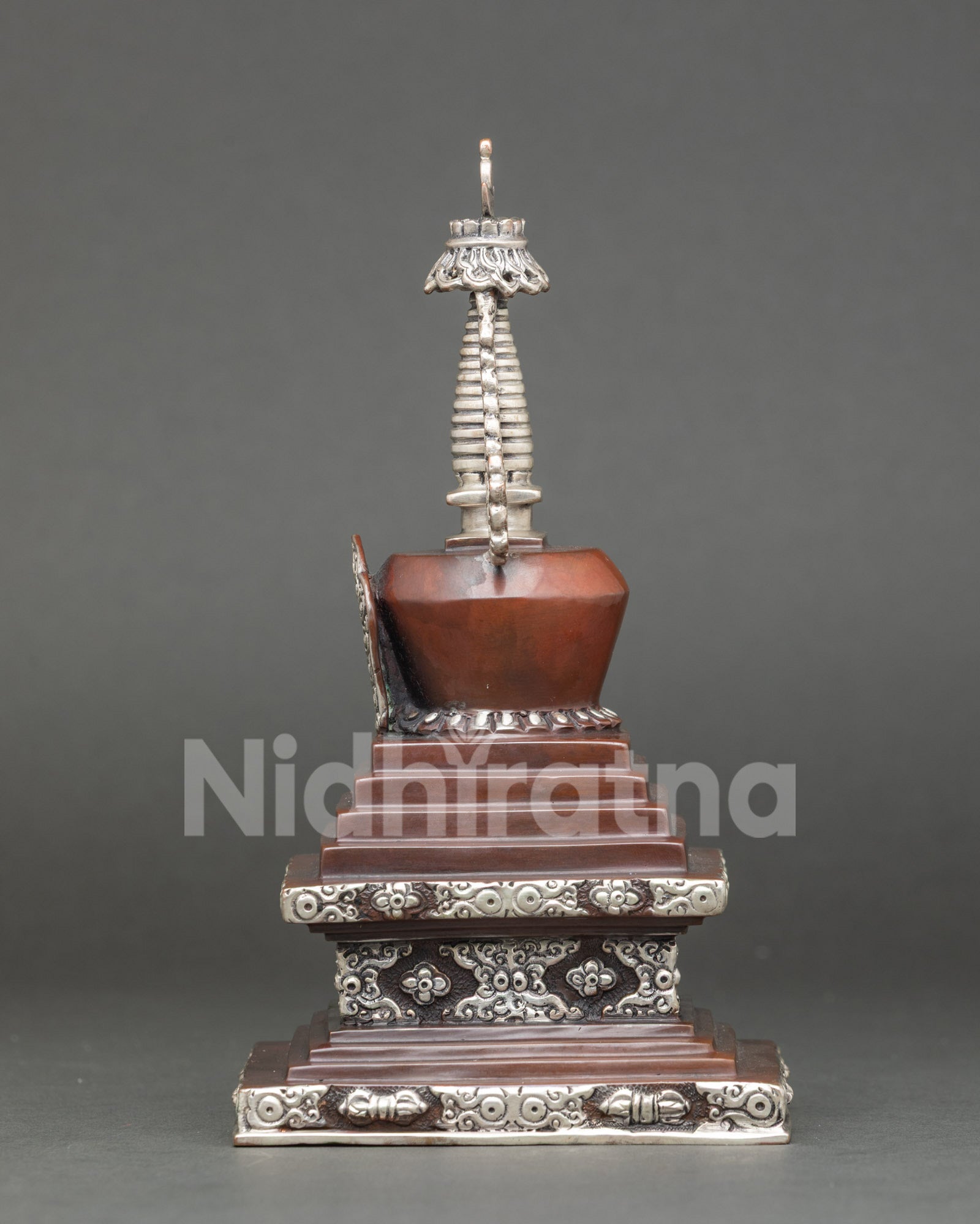 Oxidized Copper Shakyamuni Buddha Stupa | Himalayan Buddhist Shrine