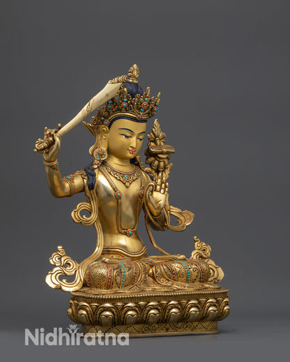 Exquisite Manjushri Statue | Traditional Wisdom Deity Sculpture