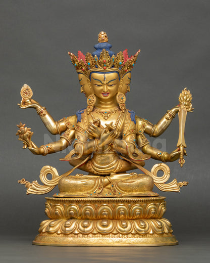 Side view Guhyasamaja seated double lotus throne Anuttarayoga Tantra deity sculpture