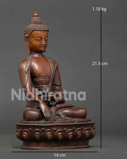 Oxidized Shakyamuni Buddha Statue | Traditional Nepalese Artwork