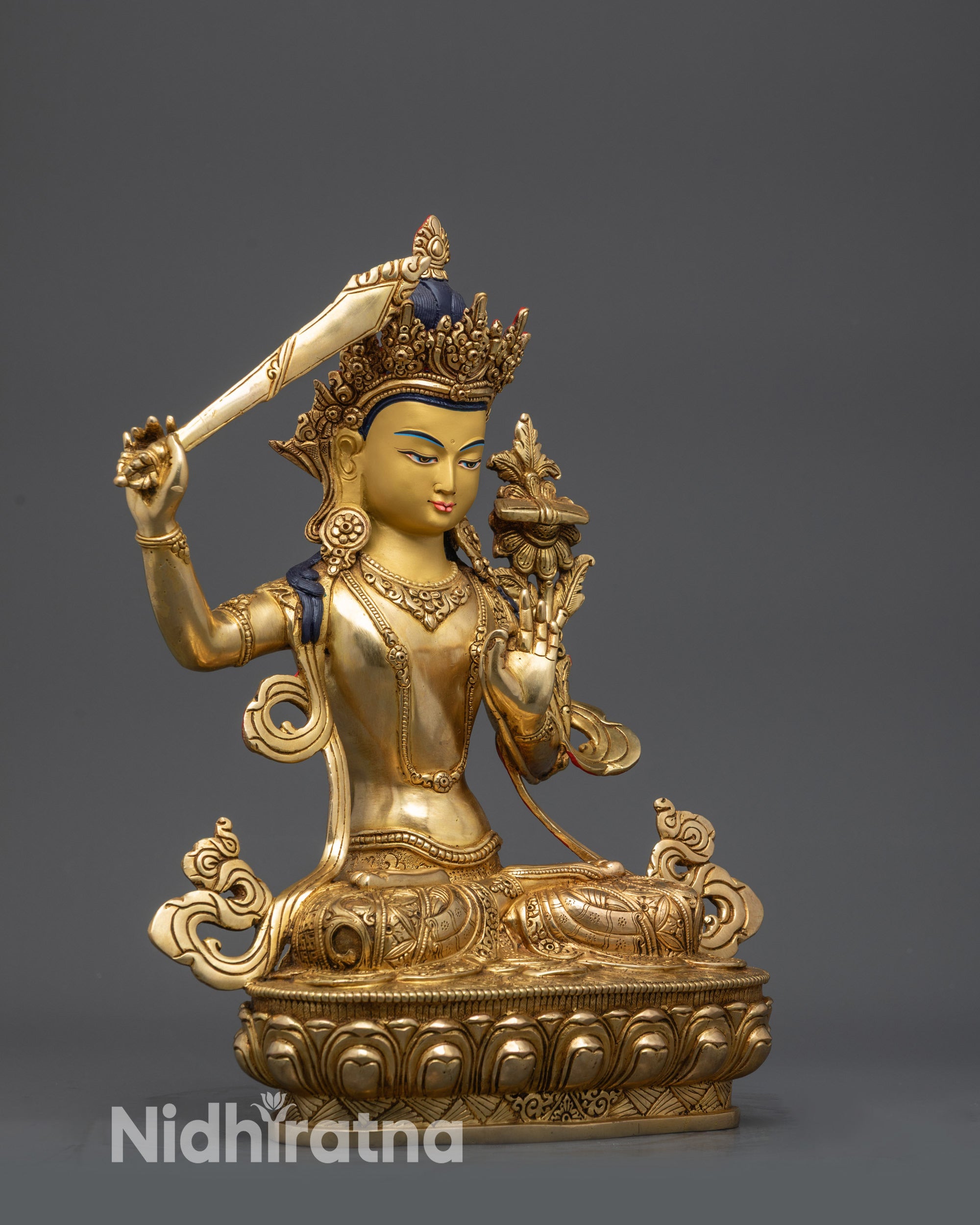 Manjushri Statue for Home Altar | Traditional Nepalese Lost Wax Casted