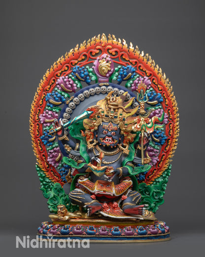 Tibetan Four-Armed Mahakala Statue | Authentic Nepalese Buddhist Art