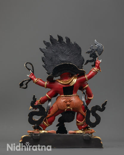 Red Dzambhala Sculpture | Handcrafted Tibetan Buddhist Wealth Deity