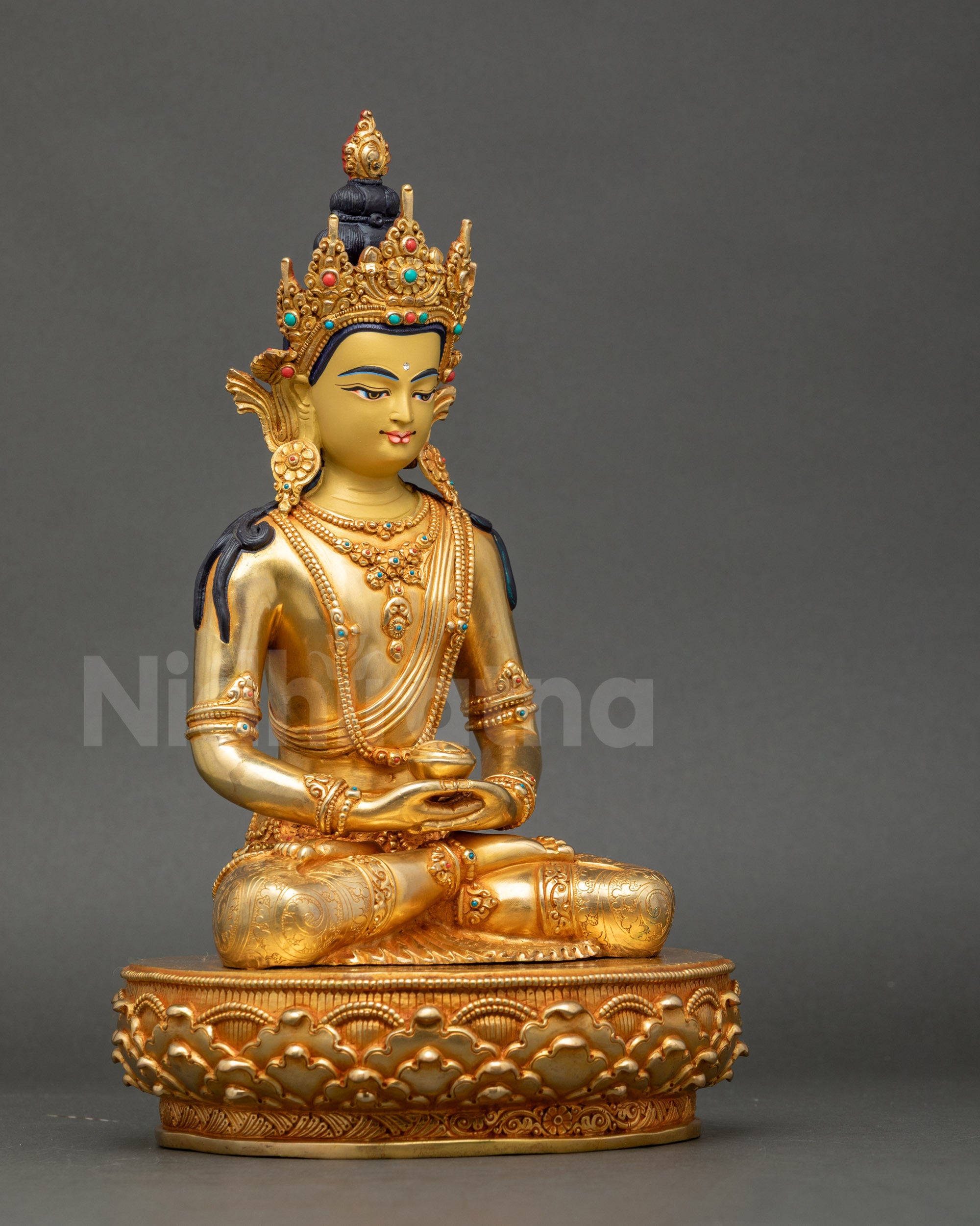 Amitabha Buddha Crowned Form Statue | Himalayan Devotional Art
