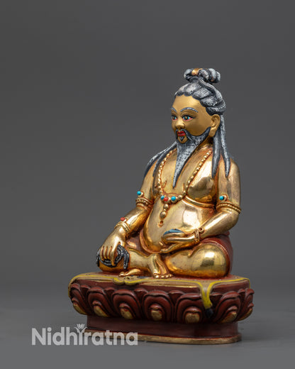Mahasiddha Thangtong Gyalpo Sculpture | 24K Gold-Gilded Himalayan Art