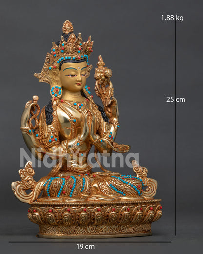 Compassion Deity Chenrezig Statue | Traditional Buddhist Art Nepal
