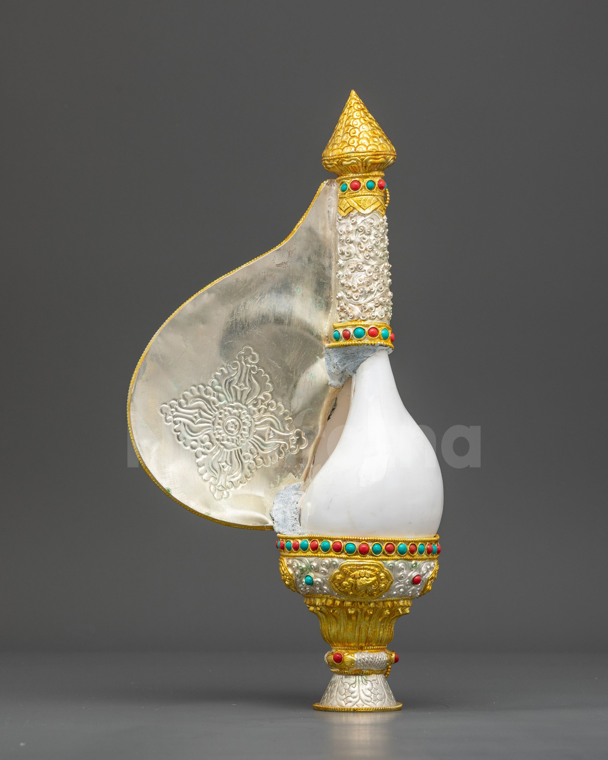 Decorative Ritual Conch Shell - Sacred Dharma Sound Symbol