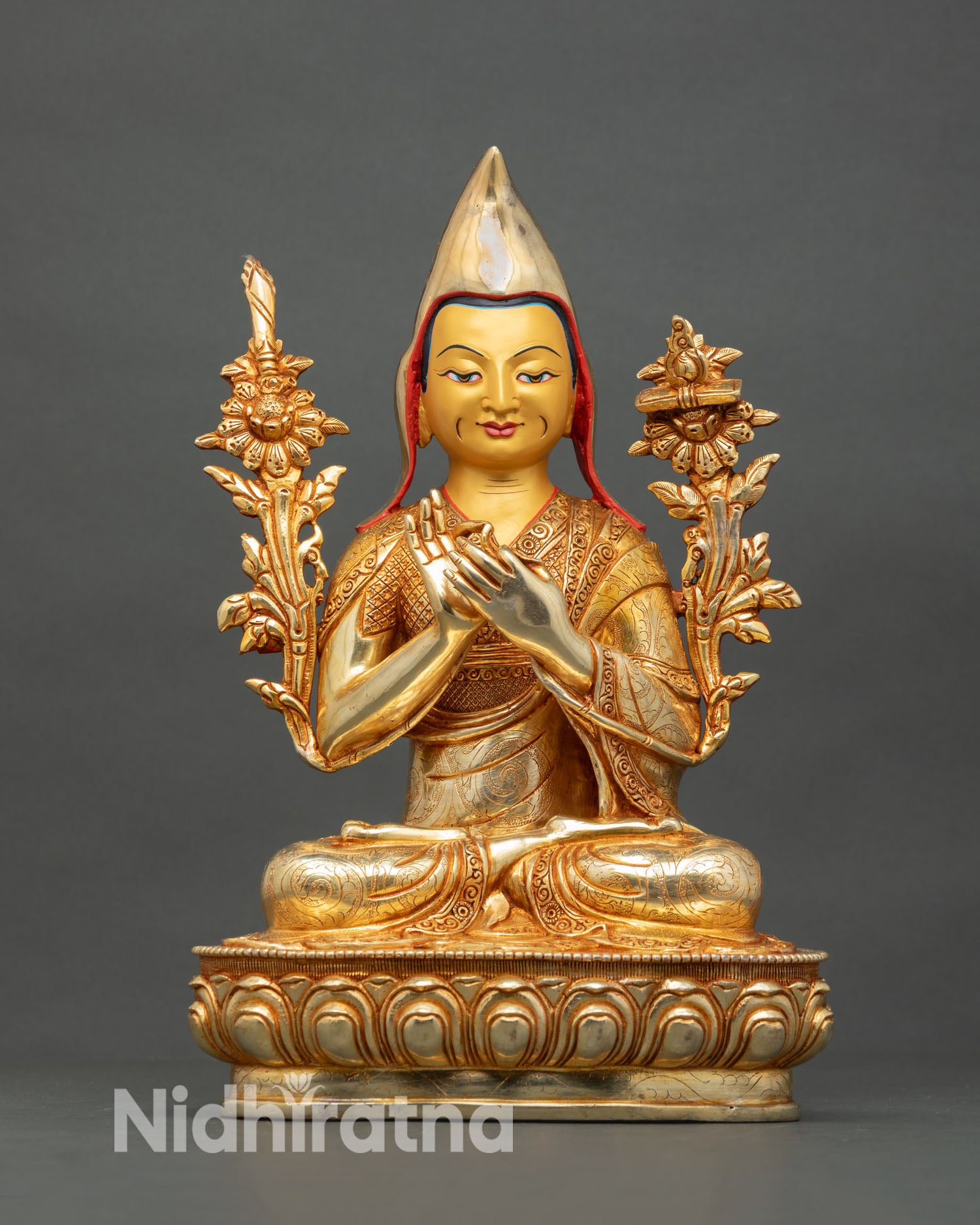 Je Tsongkhapa with Two Disciples Sculpture | Handmade in Nepal