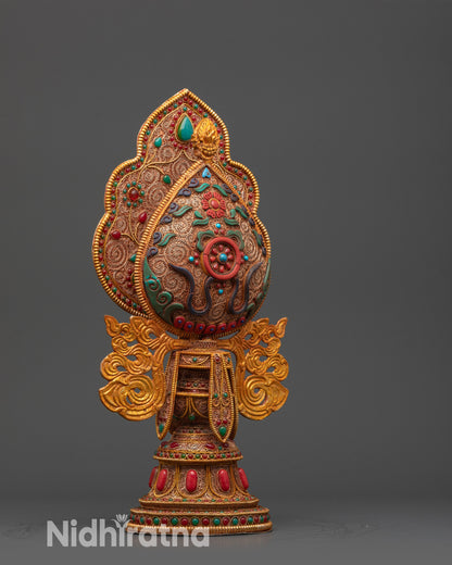 Wheel of Dharma with Kalash Base | Himalayan Buddhist Craft in Nepal