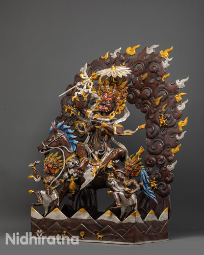 Silver-Plated Palden Lhamo Statue | Tantric Buddhist Protector Goddess