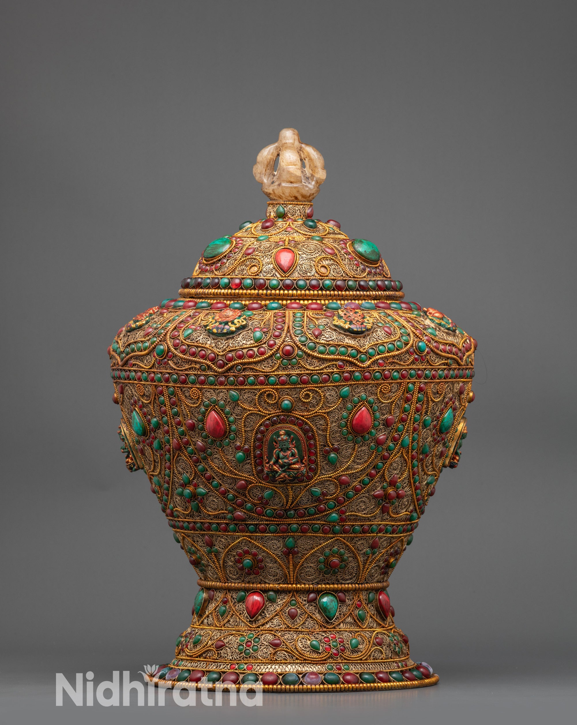 Divine Tibetan Rice Pot | Sacred Vessel for Buddhist Altar Offerings