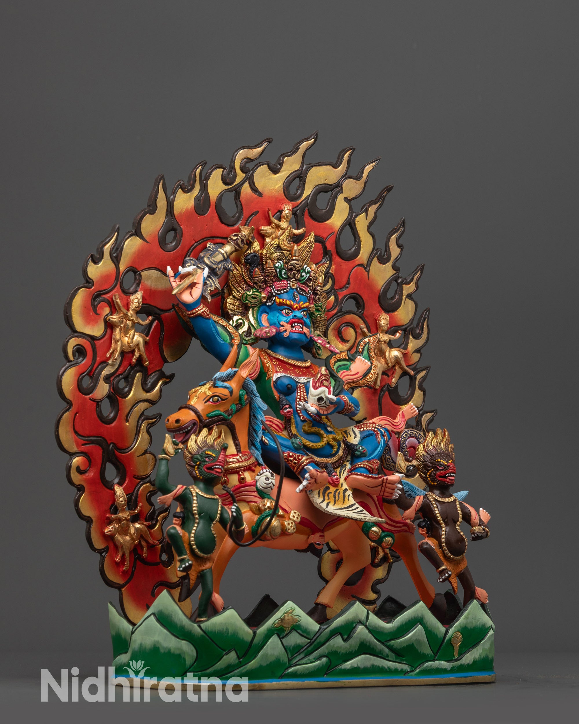 Wrathful Dharmapala Protector Palden Lhamo Statue | Nepalese Artwork