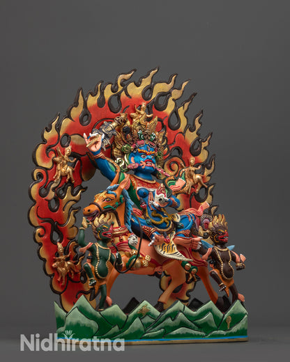 Wrathful Dharmapala Protector Palden Lhamo Statue | Nepalese Artwork