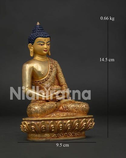 Amitabha Buddha Statue Right Side View 24K Gold Fire Gilded Nepal