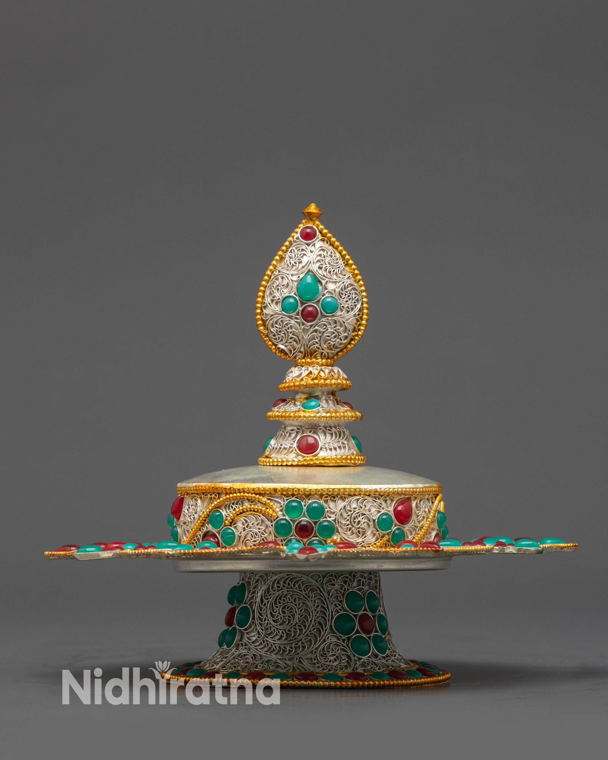 3" Tibetan Mandala | Silver-Plated Filigree with Gemstone Adornments