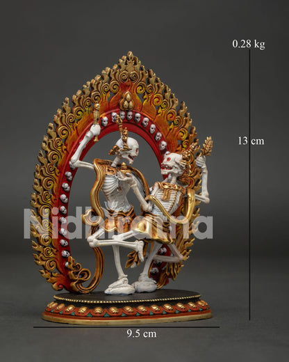 Tibetan Citipati Statue | Intertwined Skeleton Deity Sculpture