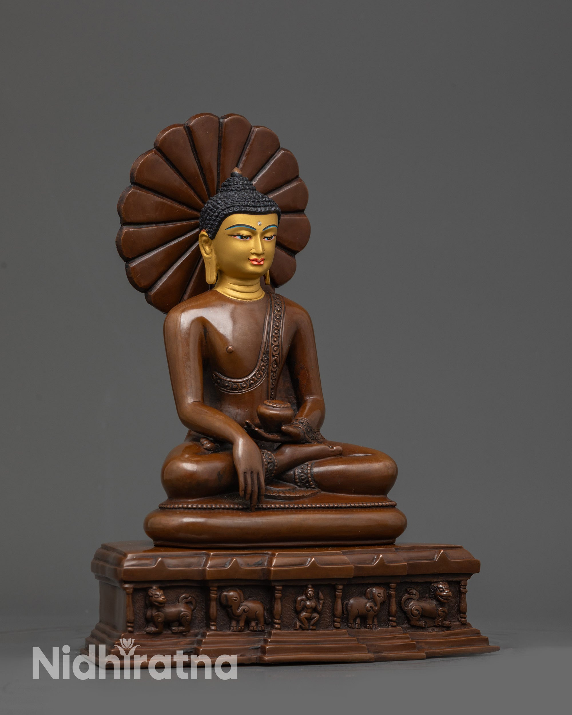 Oxidized Copper Shakyamuni Buddha Statue | Tibetan Buddhist Artwork