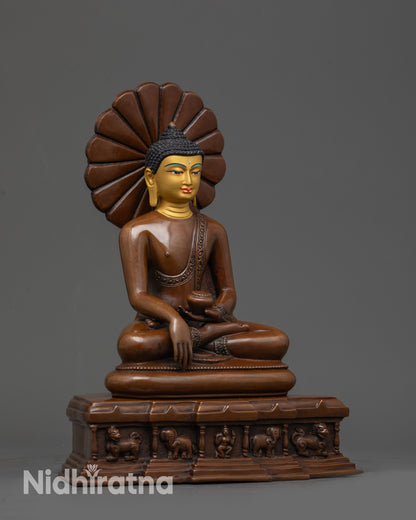 Oxidized Copper Shakyamuni Buddha Statue | Tibetan Buddhist Artwork