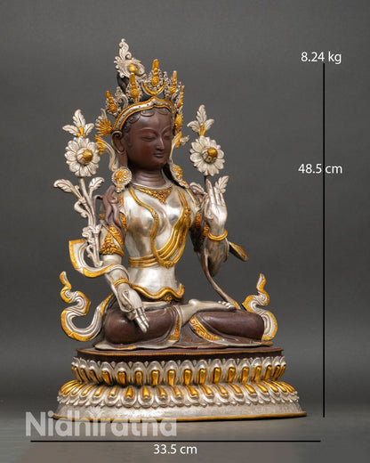 Handcrafted White Tara Statue – Goddess of Longevity & Peace