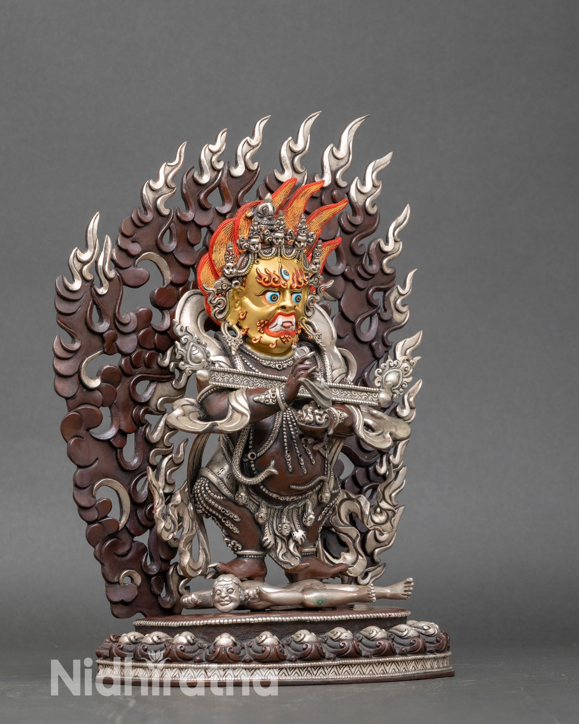 Sakya Mahakala Copper Statue | Traditional Nepalese Tantric Protector