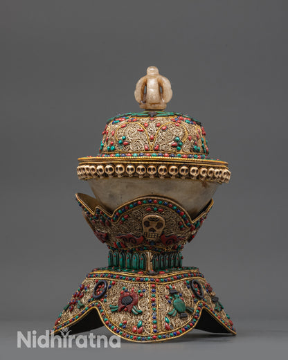 Sacred Tibetan Ritual Kapala Set | Handcrafted Skull Cups for Vajrayana