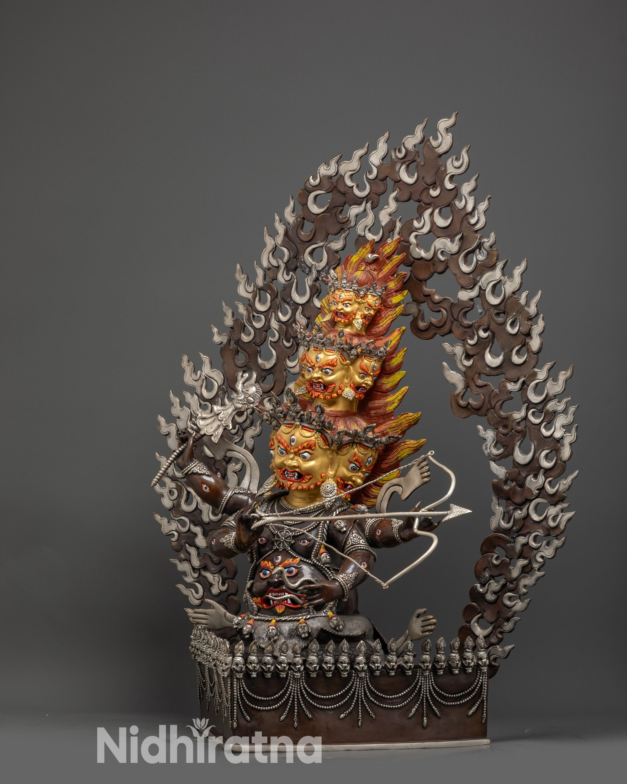 Silver Plated Rahula Statue | Handmade Tibetan Protector Deity