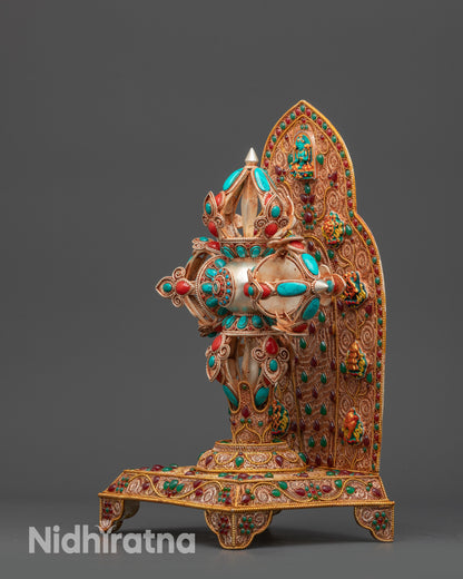 13" Enthroned Bishwo Vajra | Handcrafted Nepalese Ritual Artifact