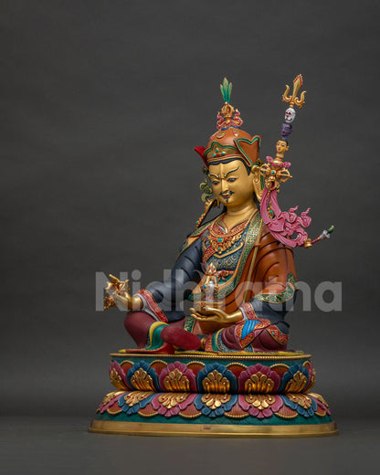 Guru Rinpoche Statue (50cm) | Hand-Painted Buddhist Copper Sculpture