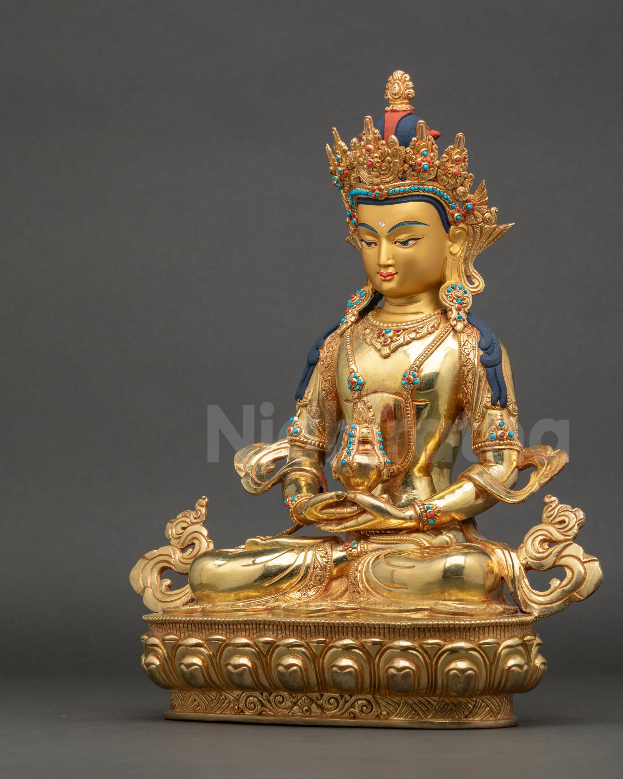 Amitayus Statue | Handcrafted Nepalese Buddhist Copper Sculpture