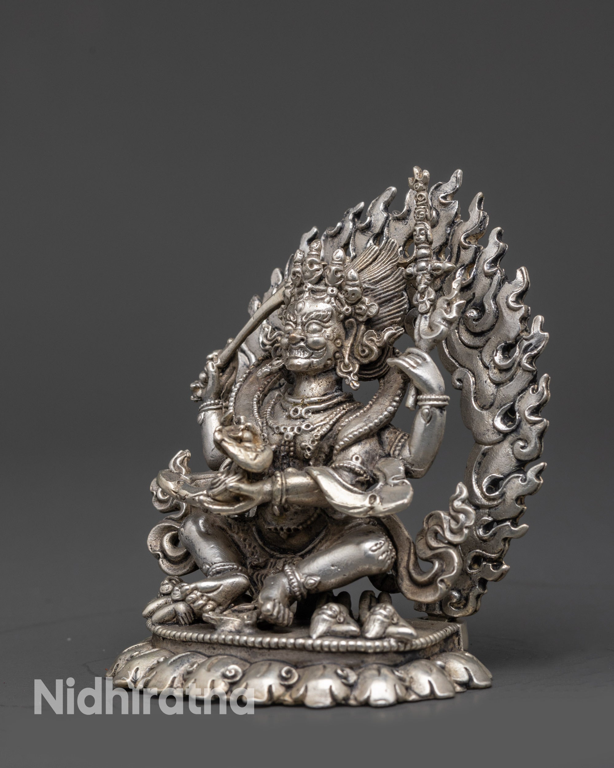 Four-Armed Mahakala Mantra Statue | Handcrafted Tibetan Protector