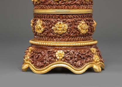 Decorative Tibetan Rice Pot | Handmade Vessel for Sacred Offerings