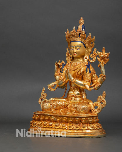 Four-Armed Chenrezig Statue - Handcrafted in Nepal