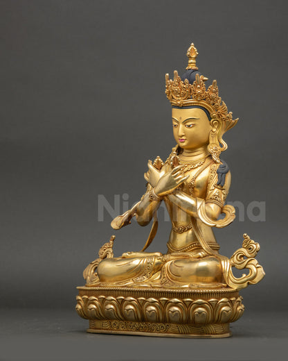 24K Gold-gilded Vajradhara Statue for Meditation Altar