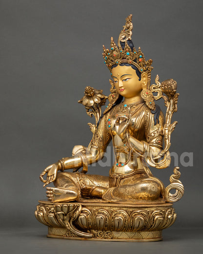 Green Tara Statue | Handmade Buddhist Deity from Nepal