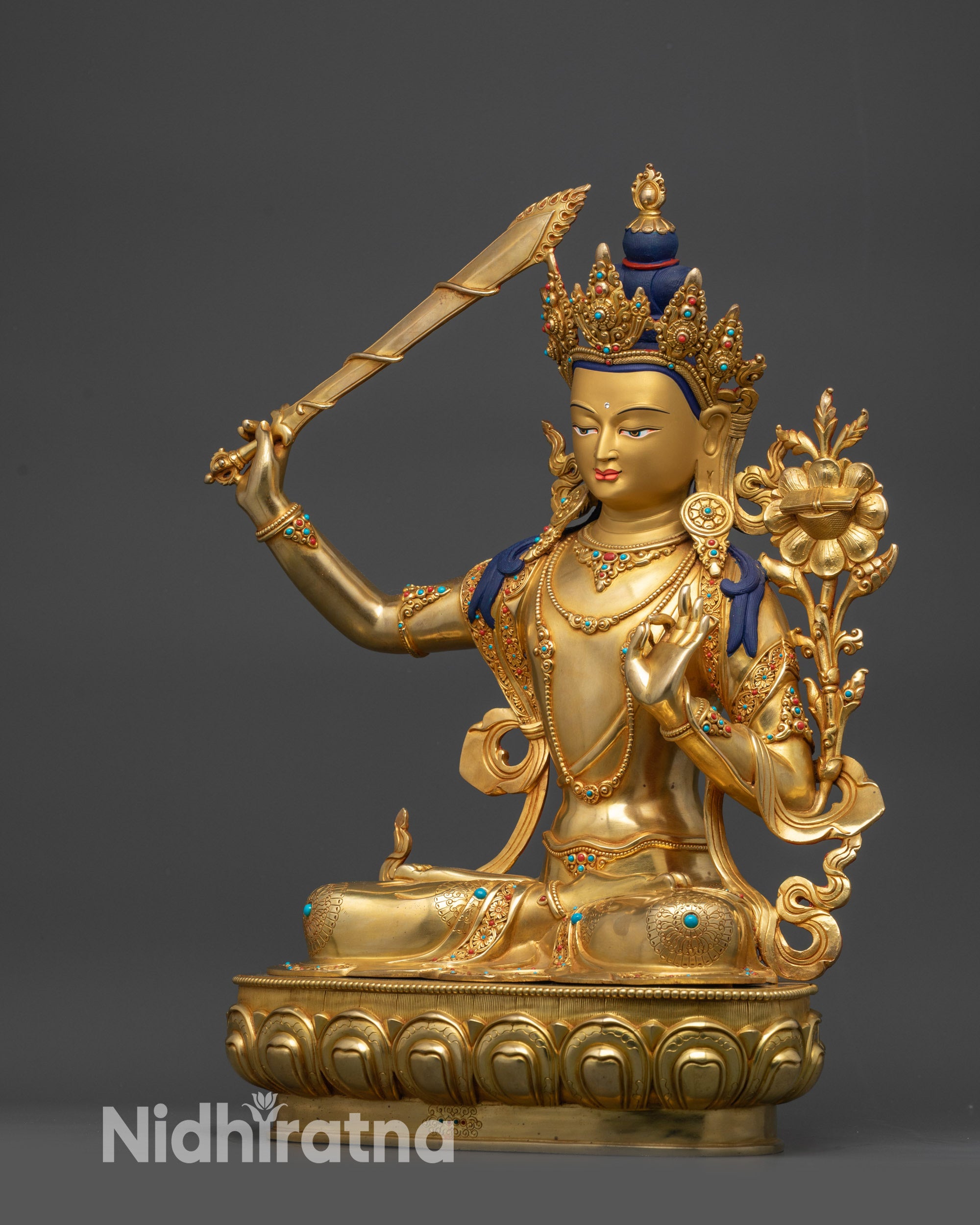 Authentic Manjushri Statue from Nepal | Symbol of Wisdom and Compassion