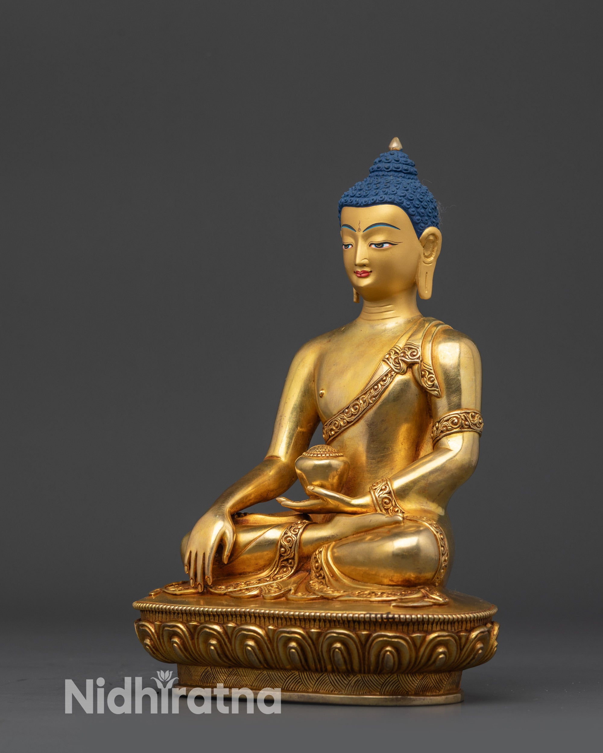 Premium Shaka Nyorai Statue | 24K Gold-Fire Gilded Buddha Statue