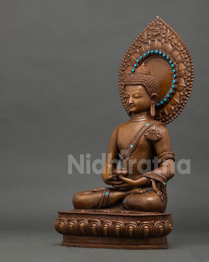 Amitabha Buddha Statue – Oxidized Copper Artwork
