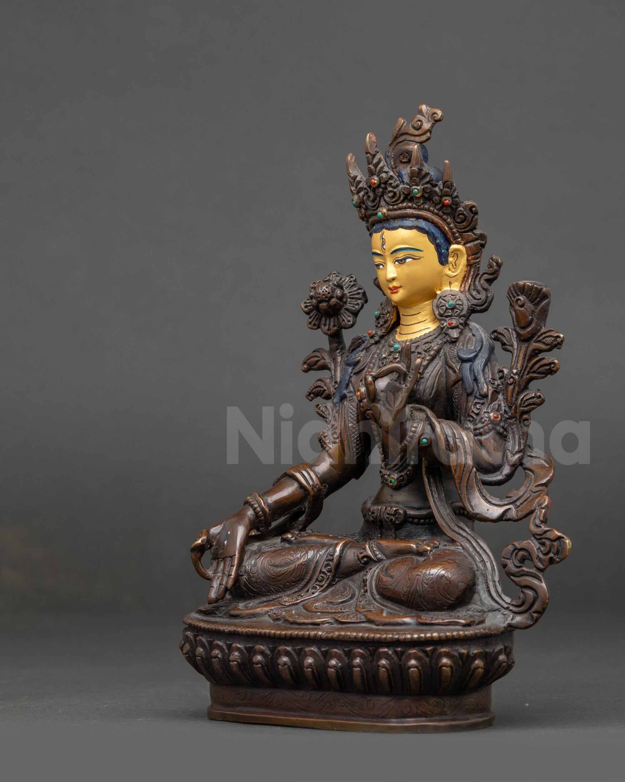 Peaceful Mother Buddha Sculpture of White Tara