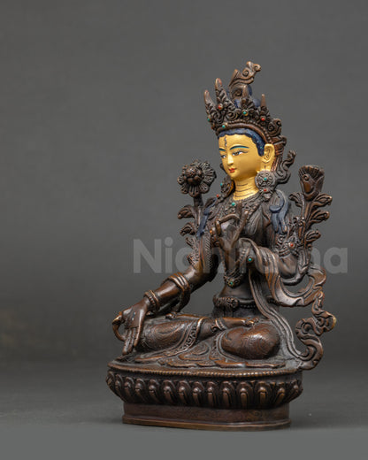 Peaceful Mother Buddha Sculpture of White Tara