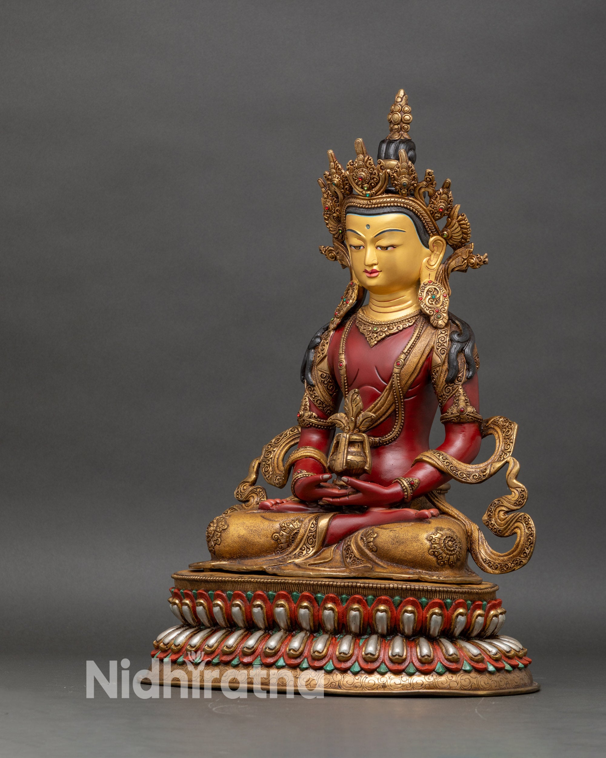 Amitayus Buddha Statue for Longevity | Handcrafted Nepalese Gold Art