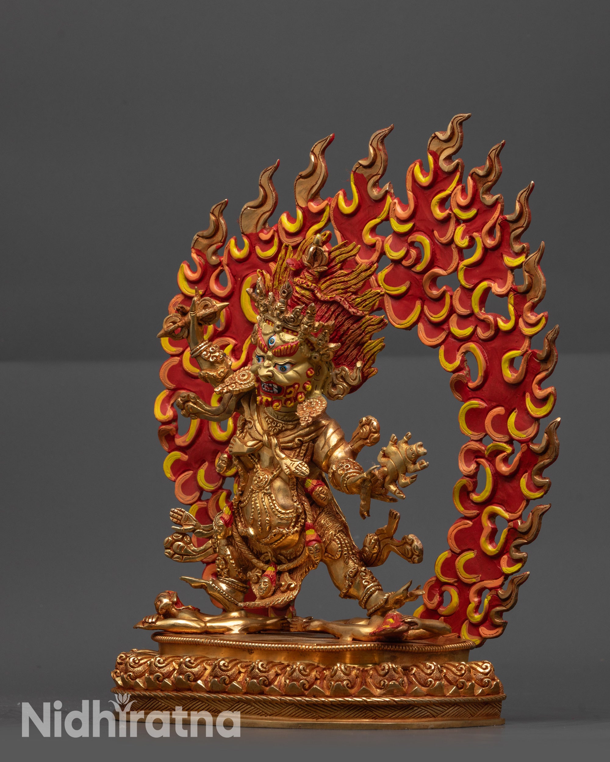 Hand-Carved Guru Dragpo Sculpture | Fierce Form of Guru Rinpoche