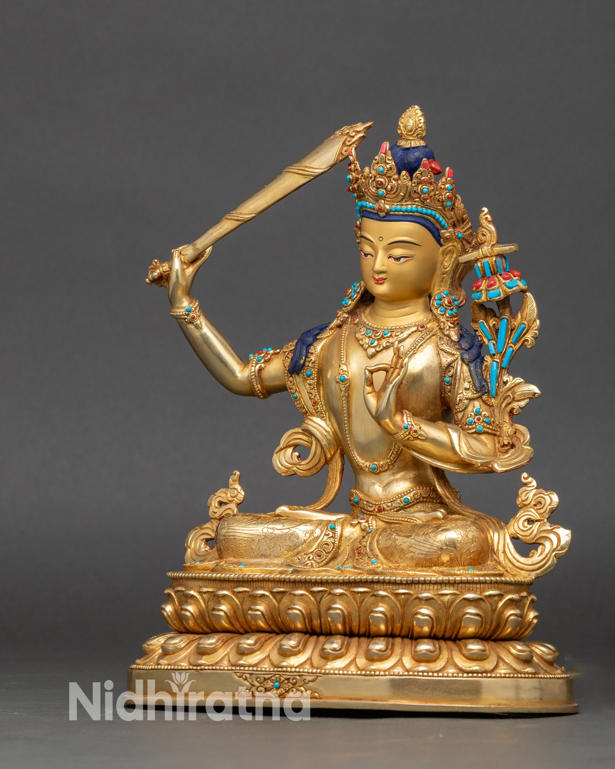 Sacred Manjushree Statue -  Buddhist Deity of Wisdom and Compassion