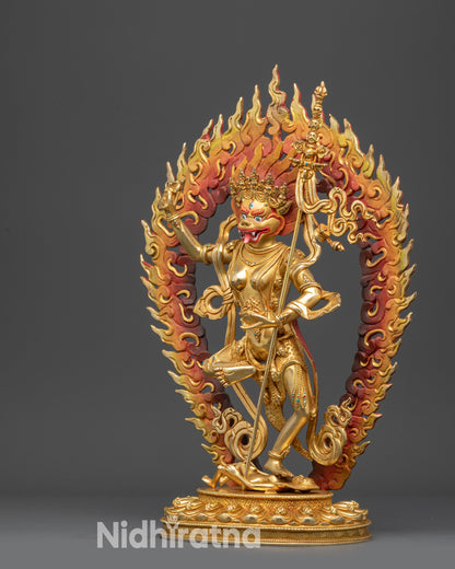 Dakini Simha Mukha Statue | Handcrafted Tibetan Lion-Faced Protector