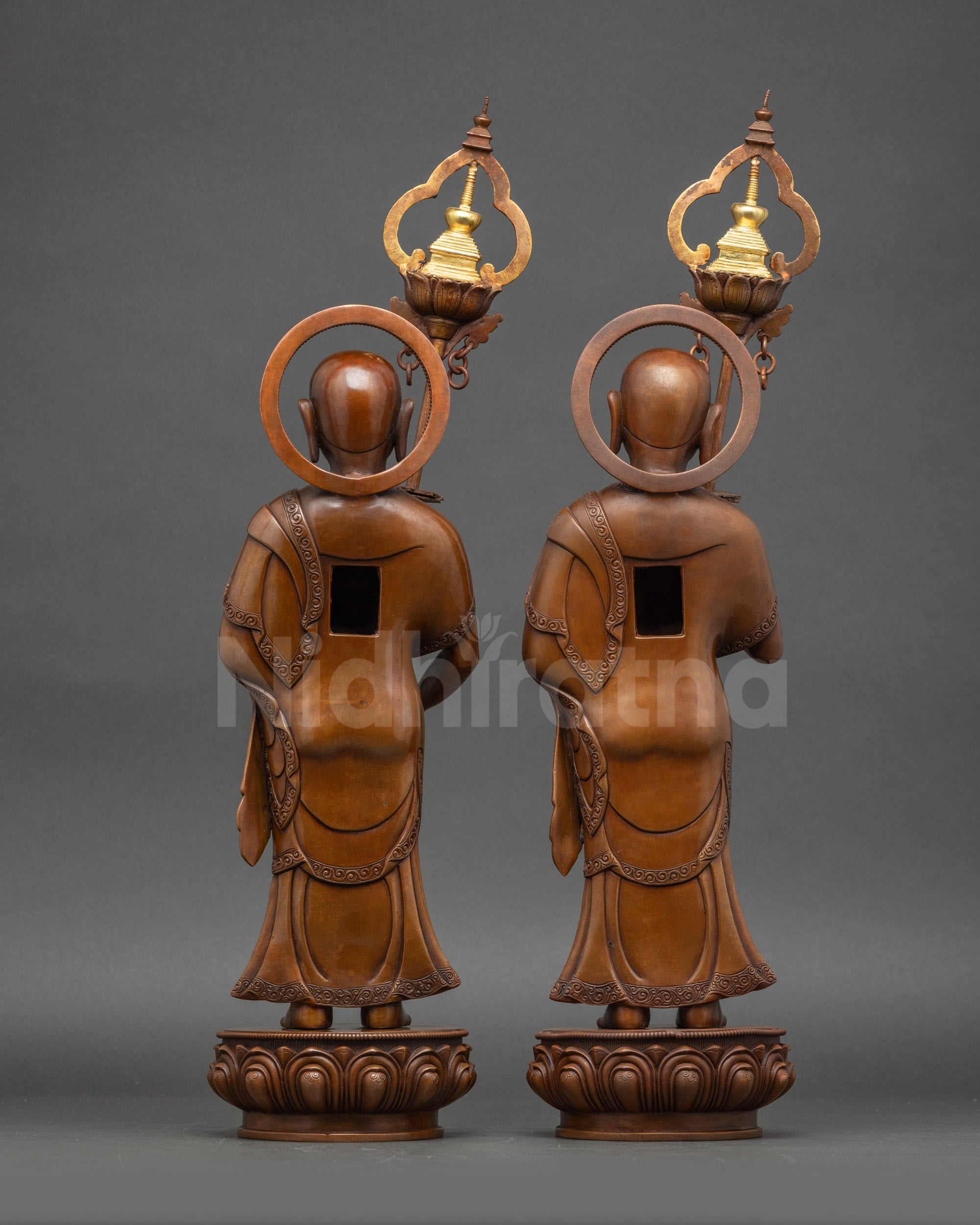 Hand-carved Sculpture of Buddha's Two Disciples